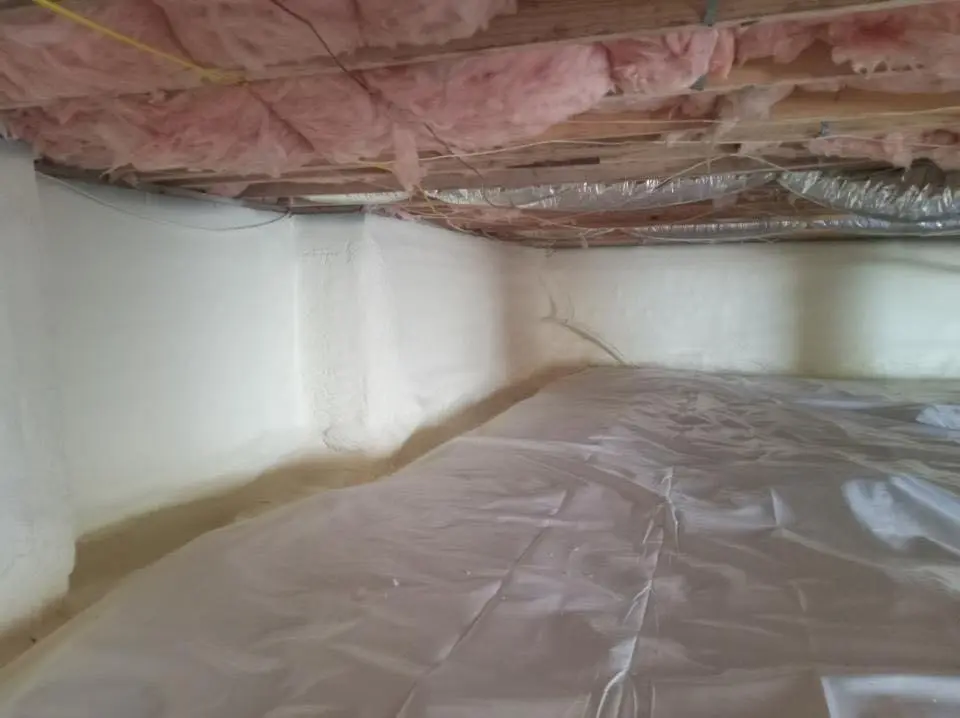 Crawl space encapsulation with closed-cell spray foam for Roof Waterproofing in Wakefield